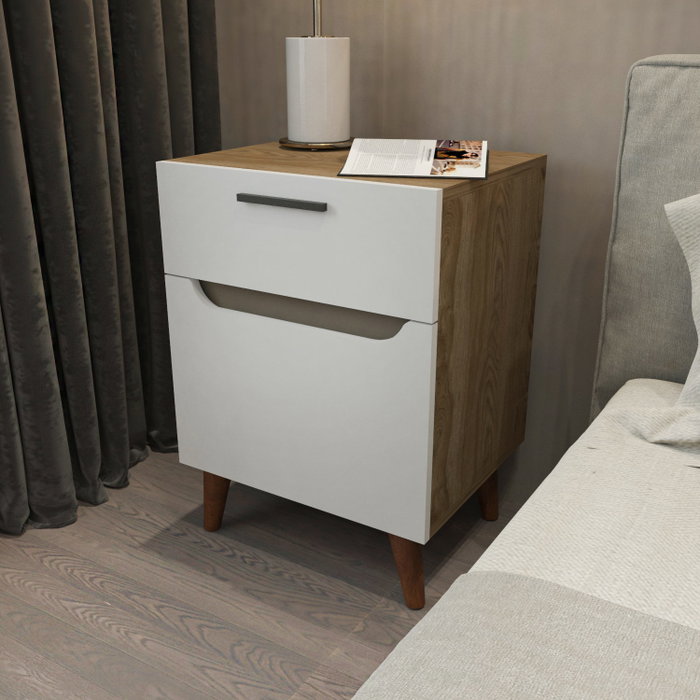 Hanah Home Losso Mesilla de Noche Blanco y Roble Hanah Home Losso Mesilla de Noche Blanco y Roble